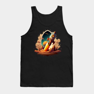 Space Rocket cartoon style Tank Top